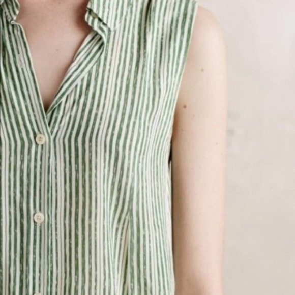 Anthropologie 11.1 TYLHO Percy Green and White striped Tunic - Picture 5 of 8